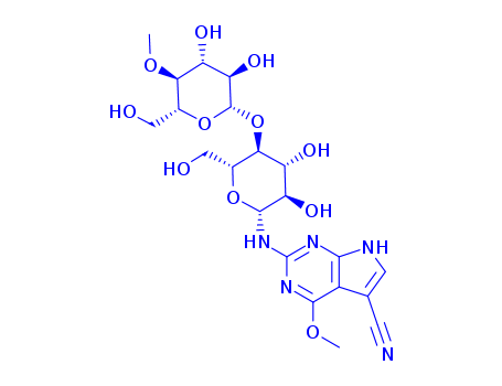 90044-18-1,1H-Pyrrolo(2,3-d)pyrimidine-5-carbonitrile, 4-methoxy-2-((4-O-(4-O-met hyl-beta-D-glucopyranosyl)-beta-D-glucopyranosyl)amino)-,1H-Pyrrolo(2,3-d)pyrimidine-5-carbonitrile, 4-methoxy-2-((4-O-(4-O-met hyl-beta-D-glucopyranosyl)-beta-D-glucopyranosyl)amino)-;dapiramicin B