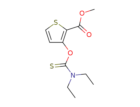 Molecular Structure of 90033-60-6 (2-Thiophenecarboxylic acid, 3-[(diethylamino)thioxomethoxy]-, methyl
ester)