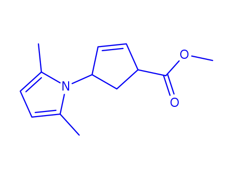 Molecular Structure of 851916-44-4 (Methyl 4-(2,5-diMethyl-1H-pyrrol-1-yl)cyclopent-2-ene-1-carboxylate)