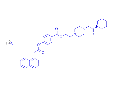 Molecular Structure of 85476-90-0 (1-Naphthaleneacetic acid, 4-((2-(4-(2-oxo-2-(1-piperidinyl)ethyl)-1-pi perazinyl)ethoxy)carbonyl)phenyl ester, dihydrochloride)