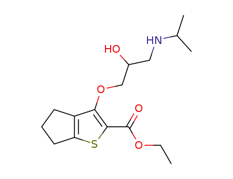 Molecular Structure of 85462-71-1 (ethyl 6-[2-hydroxy-3-(propan-2-ylamino)propoxy]-8-thiabicyclo[3.3.0]oc ta-6,9-diene-7-carboxylate)