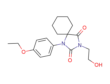 Molecular Structure of 902-88-5 (1-(p-Ethoxyphenyl)-3-(2-hydroxyethyl)-1,3-diazaspiro[4.5]decane-2,4-dione)