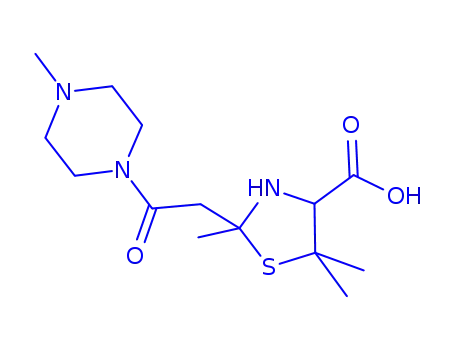 Molecular Structure of 85486-56-2 (4-Carboxy-2,5,5-trimethylthiazolidine-2-aceto-N-methylpiperazide)