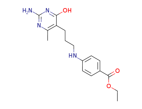 Benzoic acid,4-[[3-(2-amino-1,6-dihydro-4-methyl-6-oxo-5-pyrimidinyl)propyl]amino]-, ethylester cas  853-97-4