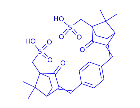 Molecular Structure of 92761-26-7 ([(3E)-3-[[4-[(Z)-[7,7-dimethyl-3-oxo-4-(sulfomethyl)norbornan-2-yliden e]methyl]phenyl]methylidene]-7,7-dimethyl-2-oxo-norbornan-1-yl]methane sulfonic acid)