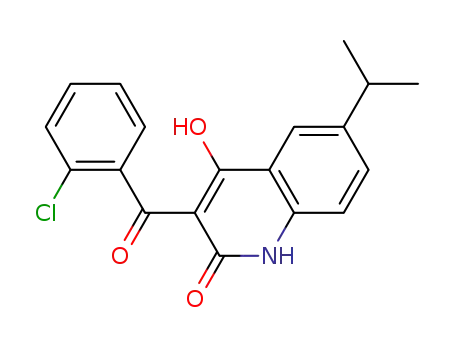 Molecular Structure of 90182-21-1 (3-[(2-chlorophenyl)carbonyl]-2-hydroxy-6-(1-methylethyl)quinolin-4(1H)-one)