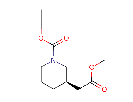 Molecular Structure of 865157-02-4 ((R)-1-Boc-3-piperidineacetic acid methyl ester)