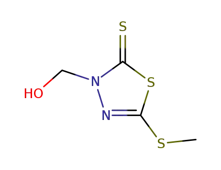 Molecular Structure of 90567-39-8 (3-(HYDROXYMETHYL)-5-(METHYLTHIO)-1,3,4-THIADIAZOLE-2(3H)-THIONE)