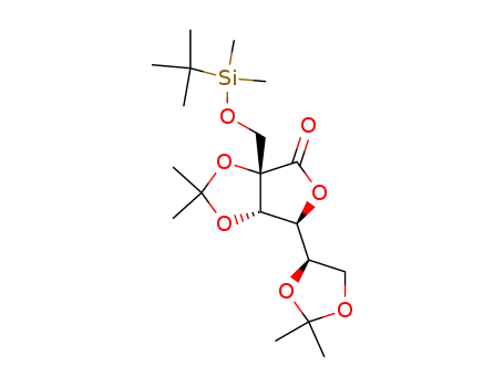 Molecular Structure of 864846-22-0 (2-C-tert-butyldimethylsilyloxymethyl-2,3:5,6-di-O-isopropylidene-D-talono-1,4-lactone)