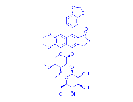 86402-39-3,9-(1,3-benzodioxol-5-yl)-6,7-dimethoxy-1-oxo-1,3-dihydronaphtho[2,3-c]furan-4-yl 2-O-beta-D-glucopyranosyl-3,4-di-O-methyl-beta-D-xylopyranoside,