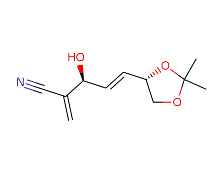 Molecular Structure of 794527-76-7 (4-Pentenenitrile,5-[(4S)-2,2-dimethyl-1,3-dioxolan-4-yl]-3-hydroxy-2-methylene-,(3S,4E)-(9CI))