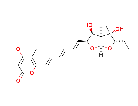 Molecular Structure of 79663-49-3 (6-[(1E,3E,5E)-6-[(1R,2R,3R,5R,7R,8R)-7-ethyl-2,8-dihydroxy-1,8-dimethy l-4,6-dioxabicyclo[3.3.0]oct-3-yl]hexa-1,3,5-trienyl]-4-methoxy-5-meth yl-pyran-2-one)