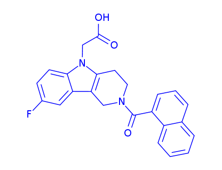 866460-33-5,2-(2-(1-naphthoyl)-8-fluoro-1,2,3,4-tetrahydropyrido[4,3-b]indol-5-yl)acetic acid,2-(2-(1-naphthoyl)-8-fluoro-1,2,3,4-tetrahydropyrido[4,3-b]indol-5-yl)acetic acid;Setipiprant;ACT129968;2-[8-fluoro-2-(naphthalene-1-carbonyl)-3,4-dihydro-1H-pyrido[4,3-b]indol-5-yl]acetic acid;ACT-129968 (Setipiprant);8-Fluoro-1,2,3,4-tetrahydro-2-(1-naphthalenylcarbonyl)-5H-pyrido[4,3-b]indole-5-acetic acid