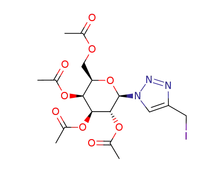 Molecular Structure of 79635-37-3 (4-(iodomethyl)-1-(2,3,4,6-tetra-O-acetylhexopyranosyl)-1H-1,2,3-triazole)