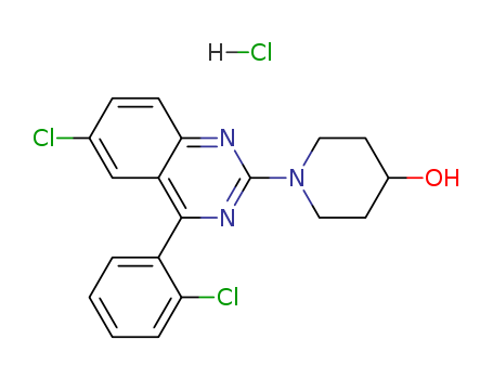 86892-32-2,4-Piperidinol, 1-(6-chloro-4-(2-chlorophenyl)-2-quinazolinyl)-, monohy drochloride,4-Piperidinol,1-[6-chloro-4-(2-chlorophenyl)-2-quinazolinyl]-, monohydrochloride (9CI)