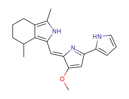 86797-91-3,cycloprodigiosin,3-[4-Methoxy-1'H-[2,2']bipyrrolyl-(5Z)-ylidenemethyl]-1,4-dimethyl-4,5,6,7-tetrahydro-2H-isoindole;