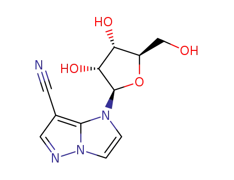 Molecular Structure of 91296-23-0 (1-pentofuranosyl-1H-imidazo[1,2-b]pyrazole-7-carbonitrile)