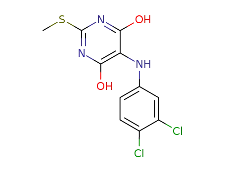 Molecular Structure of 91064-37-8 (5-[(3,4-dichlorophenyl)amino]-6-hydroxy-2-(methylsulfanyl)pyrimidin-4(3H)-one)