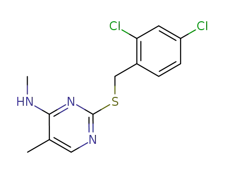 Molecular Structure of 91762-99-1 (2-[(2,4-dichlorobenzyl)sulfanyl]-N,5-dimethylpyrimidin-4-amine)