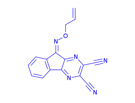 Molecular Structure of 924296-17-3 (9H-Indeno[1,2-b]pyrazine-2,3-dicarbonitrile, 9-[(2-propen-1-yloxy)imino]-)