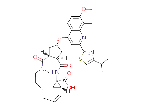 Cyclopenta[c]cyclopropa[g][1,6]diazacyclotetradecine-12a(1H)-carboxylic acid, 2,3,3a,4,5,6,7,8,9,11a,12,13,14,14a-tetradecahydro-2-[[7-Methoxy-8-Methyl-2-[4-(1-Methylethyl)-2-thiazolyl]-4-quinolinyl]oxy]-5-Methyl-4,14-dioxo-, (2R,3aR,10Z,11aS,12aR,14aR)-