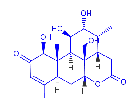 Molecular Structure of 92678-86-9 (1β,11β,12α,20-Tetrahydroxypicras-3-ene-2,16-dione)
