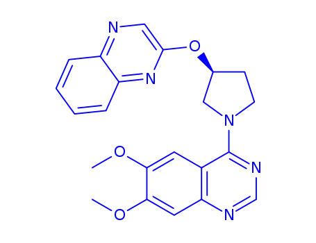 Molecular Structure of 927691-21-2 ((R)-6,7-dimethoxy-4-(3-(quinoxalin-2-yloxy)pyrrolidin-1-yl)quinazoline)
