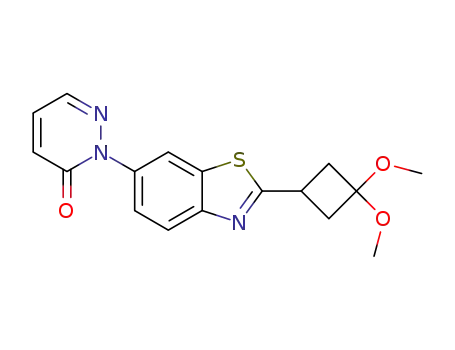 Molecular Structure of 1416049-95-0 (2-(2-(3,3-dimethoxycyclobutyl)benzothiazol-6-yl)-pyridazin-3(2H)-one)