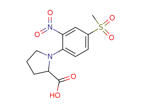 Molecular Structure of 93001-20-8 (1-[4-(METHYLSULFONYL)-2-NITROPHENYL]PYRROLIDINE-2-CARBOXYLIC ACID)