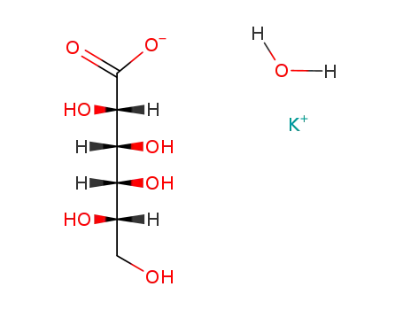 Molecular Structure of 35398-15-3 (D-Gluconic acid potassium salt hydrate)