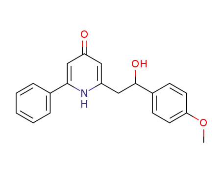 Molecular Structure of 4975-88-6 (2-[2-hydroxy-2-(4-methoxyphenyl)ethyl]-6-phenylpyridin-4(1H)-one)