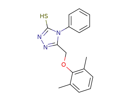 Molecular Structure of 64013-53-2 (5-[(2,6-DIMETHYLPHENOXY)METHYL]-4-PHENYL-4H-1,2,4-TRIAZOLE-3-THIOL)