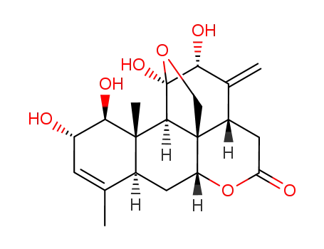 Molecular Structure of 89353-91-3 ((1beta,2alpha,11alpha,12alpha)-1,2,11,12-tetrahydroxy-11,20-epoxypicrasa-3,13(21)-dien-16-one)
