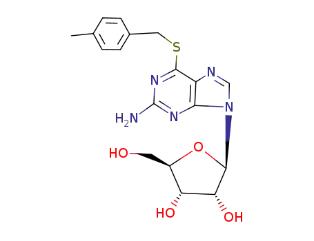 Molecular Structure of 93996-50-0 (2-[2-amino-6-[(4-methylphenyl)methylsulfanyl]purin-9-yl]-5-(hydroxymet hyl)oxolane-3,4-diol)