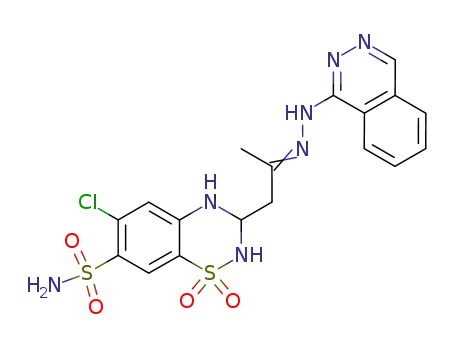 2H-1,2,4-Benzothiadiazine-7-sulfonamide, 6-chloro-3,4-dihydro-3-acetonyl-, 1-phthalazinylhydrazone, 1,1-dioxide