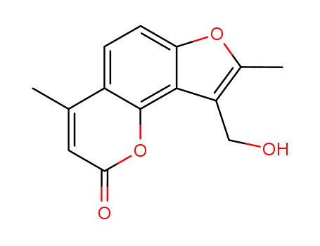 Molecular Structure of 75663-40-0 (9-(hydroxymethyl)-4,8-dimethyl-2H-furo[2,3-h]chromen-2-one)