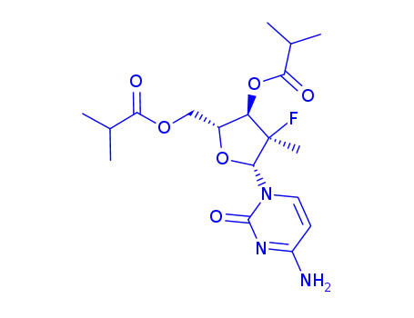 Molecular Structure of 940908-79-2 ((2'R)- 2'-Deoxy-2'-fluoro-2'-methylcytidine 3',5'-bis(2-methylpropanoate))