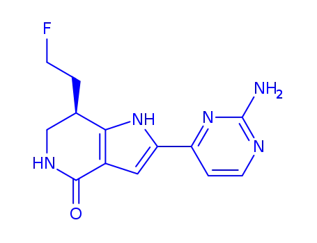 Molecular Structure of 1057097-72-9 (4H-Pyrrolo[3,2-c]pyridin-4-one, 2-(2-amino-4-pyrimidinyl)-7-(2-fluoroethyl)-1,5,6,7-tetrahydro-, (7S)-)
