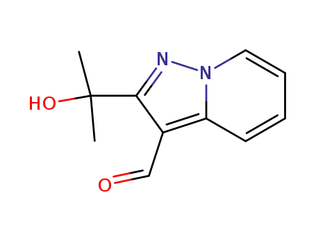 Molecular Structure of 943133-29-7 (2-(1-HYDROXY-1-METHYL--1-ETHYL)-PYRAZOLO[1,5-A]PYRIDINE-3-CARBALDEHYDE)