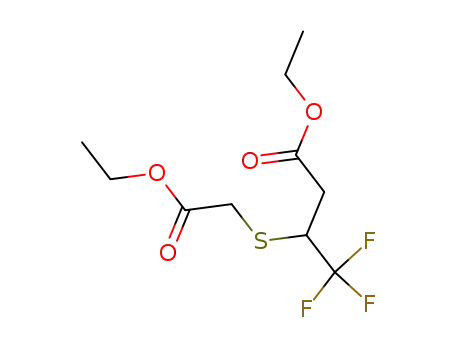 Molecular Structure of 51907-00-7 (Butanoic acid, 3-[(2-ethoxy-2-oxoethyl)thio]-4,4,4-trifluoro-, ethyl ester)