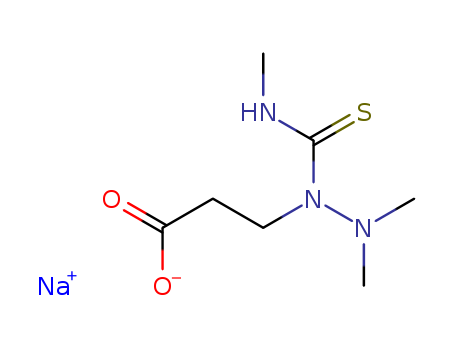 96804-17-0,Sodium 3-(2,2-dimethyl-1-methylthiocarbamoylhydrazino)propionate,Sodium salt of 3-(2,2-dimethyl-1-methylthiocarbamoylhydrazino)propionate;Sodium 3-(2,2-dimethyl-1-methylthiocarbamoylhydrazino)propionate;SODIUM 3-(2,2-DIMETHYL-1-METHYLTHIOCARBAMOYLHYDRAZINYL)PROPIONATE;Monosodium 3-(2,2-dimethyl-1-((methylamino)thioxomethyl)hydrazino)propanoate;Propanoic acid,3-(2,2-dimethyl-1-((methylamino)thioxomethyl)hydrazino)-,monosodium salt;