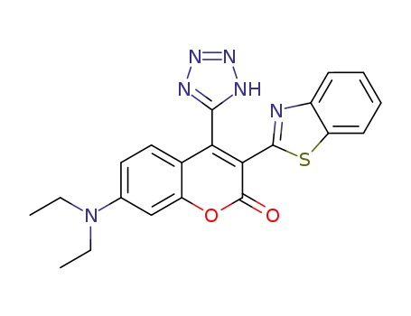 Molecular Structure of 94594-17-9 (3-Benzothiazol-2-yl-7-diethylaMino-4-(1H-tetrazol-5-yl)-chroMen-2-one)