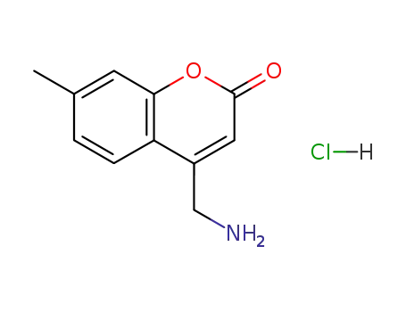 Molecular Structure of 98317-61-4 (2H-1-BENZOPYRAN-2-ONE, 4-(AMINOMETHYL)-7-METHYL-, HYDROCHLORIDE)