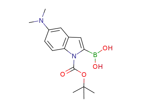 Molecular Structure of 945493-49-2 (1H-Indole-1-carboxylic acid, 2-borono-5-(dimethylamino)-, 1-(1,1-dimethylethyl) ester)