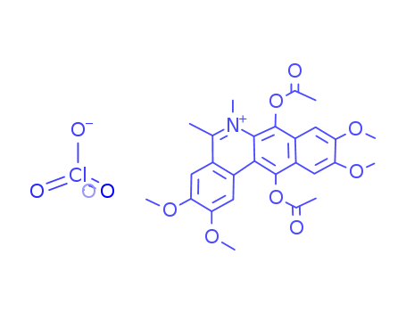 98207-92-2,7,12-bis(acetyloxy)-2,3,9,10-tetramethoxy-5,6-dimethylbenzo[b]phenanthridinium perchlorate,7,12-Diacetoxy-5,6-dimethyl-2,3,9,10-tetramethoxybenzo(b)phenanthridinium perchlorate;7,12-Bis(acetyloxy)-5,6-dimethyl-2,3,9,10-tetramethoxybenzo(b)phenanthridinium perchlorate;BENZO(b)PHENANTHRIDINIUM, 7,12-BIS(ACETYLOXY)-5,6-DIMETHYL-2,3,9,10-TETRAMETHOXY;