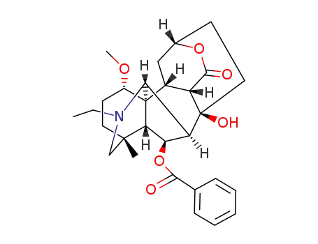 Molecular Structure of 99759-48-5 (Heteratisan-14-one, 6-(benzoyloxy)-20-ethyl-8-hydroxy-1-methoxy-4-meth yl-, (1alpha,6beta)-)