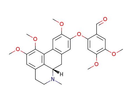Molecular Structure of 10210-99-8 (4,5-Dimethoxy-2-[[(6aS)-5,6,6a,7-tetrahydro-1,2,10-trimethoxy-6-methyl-4H-dibenzo[de,g]quinolin-9-yl]oxy]benzaldehyde)