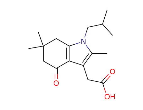 Molecular Structure of 121625-72-7 (1-isobutyl-2,6,6-trimethyl-4-oxo-4,5,6,7-tetrahydro-3-indoleacetic acid)