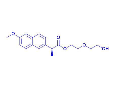Molecular Structure of 110599-11-6 (2-(2-hydroxyethoxy)ethyl 2-(6-methoxynaphthalen-2-yl)propanoate)