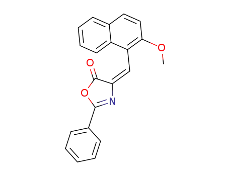 Molecular Structure of 77655-22-2 (5(4H)-Oxazolone, 4-[(2-methoxy-1-naphthalenyl)methylene]-2-phenyl-)